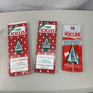 3 boxes Vintage Icicles Tinsel.  2 unopened one partial. Rauch / Mystic brands